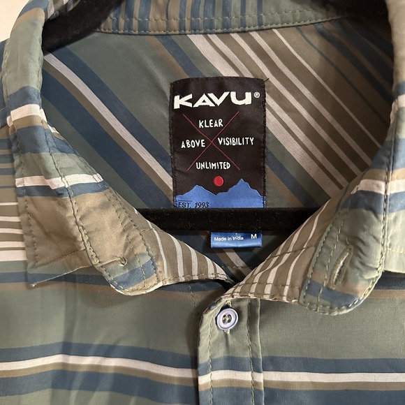 Kava Point No Point Short Sleeve Shirt Button Men's M Green Outdoor Hike Trail - Picture 3 of 4